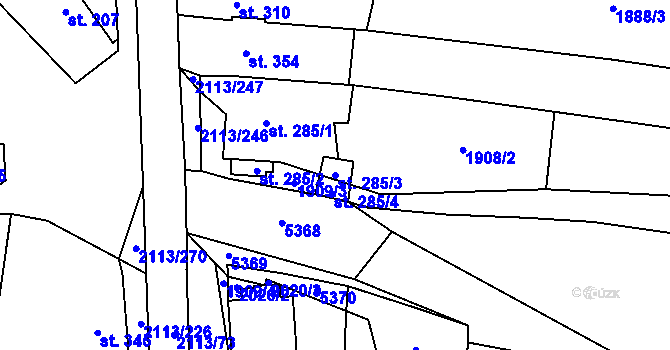 Parcela st. 285/3 v KÚ Korytná, Katastrální mapa