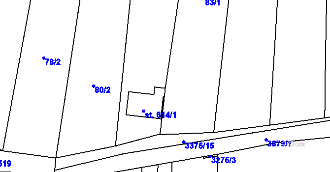Parcela st. 83/2 v KÚ Korytná, Katastrální mapa