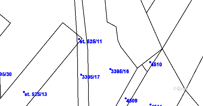Parcela st. 3395/15 v KÚ Korytná, Katastrální mapa