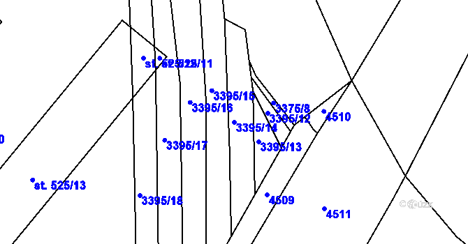 Parcela st. 3395/14 v KÚ Korytná, Katastrální mapa