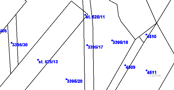 Parcela st. 3395/17 v KÚ Korytná, Katastrální mapa