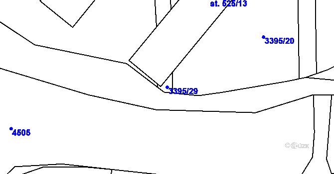 Parcela st. 3395/29 v KÚ Korytná, Katastrální mapa