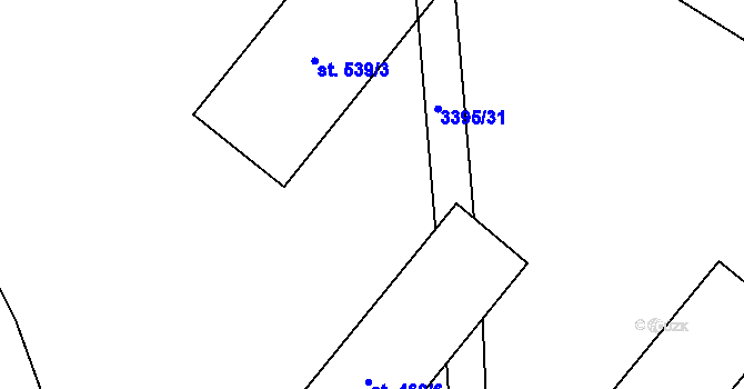 Parcela st. 3395/38 v KÚ Korytná, Katastrální mapa