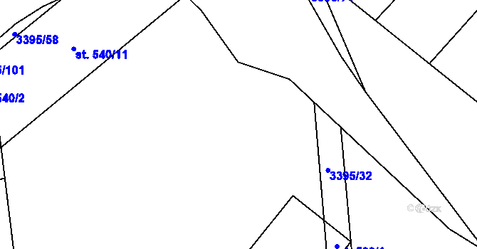 Parcela st. 3395/42 v KÚ Korytná, Katastrální mapa