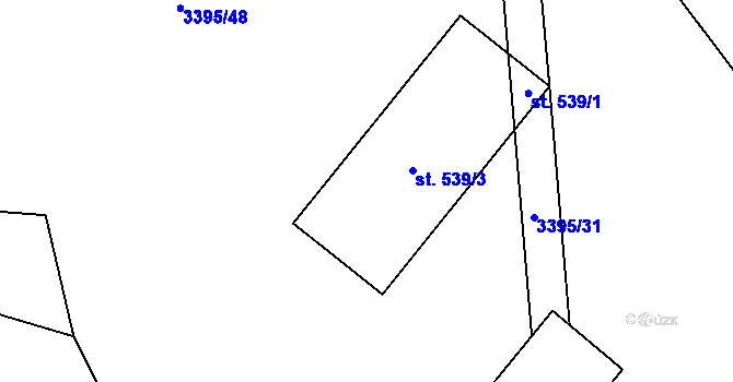 Parcela st. 539/5 v KÚ Korytná, Katastrální mapa