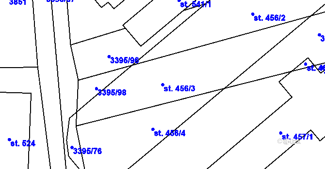 Parcela st. 456/3 v KÚ Korytná, Katastrální mapa