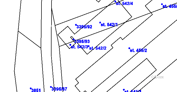 Parcela st. 542/2 v KÚ Korytná, Katastrální mapa