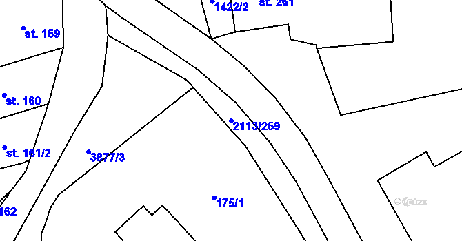 Parcela st. 2113/259 v KÚ Korytná, Katastrální mapa