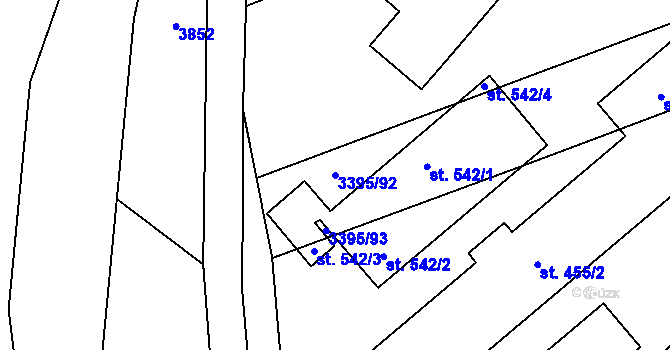 Parcela st. 3395/92 v KÚ Korytná, Katastrální mapa