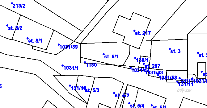 Parcela st. 6/1 v KÚ Kořenec, Katastrální mapa