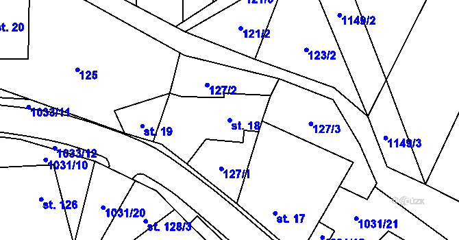 Parcela st. 18 v KÚ Kořenec, Katastrální mapa