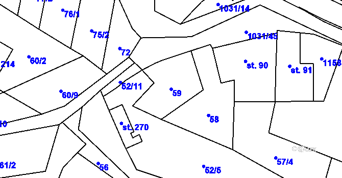 Parcela st. 59 v KÚ Kořenec, Katastrální mapa
