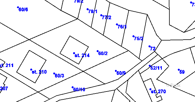 Parcela st. 60/2 v KÚ Kořenec, Katastrální mapa