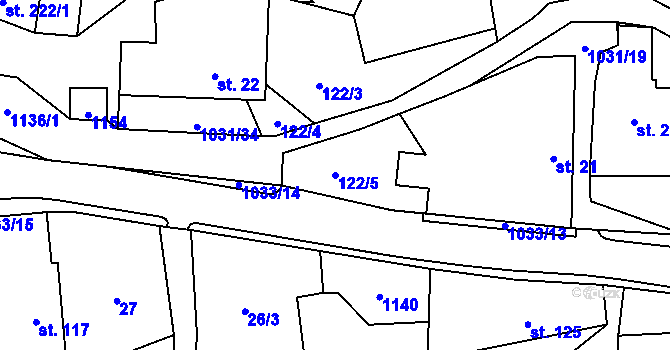Parcela st. 122/5 v KÚ Kořenec, Katastrální mapa