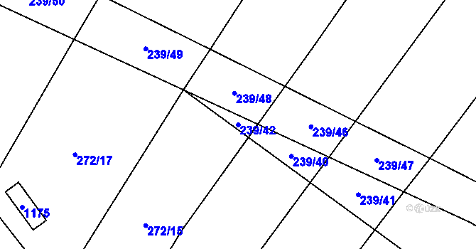 Parcela st. 239/42 v KÚ Kořenec, Katastrální mapa