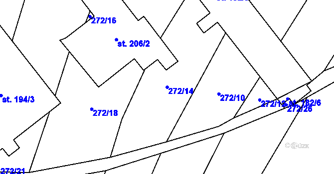 Parcela st. 272/14 v KÚ Kořenec, Katastrální mapa