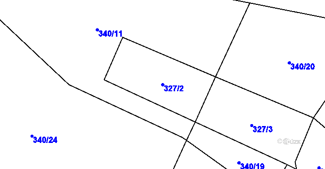 Parcela st. 327/2 v KÚ Kořenec, Katastrální mapa