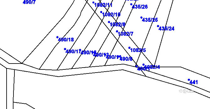 Parcela st. 490/11 v KÚ Kořenec, Katastrální mapa