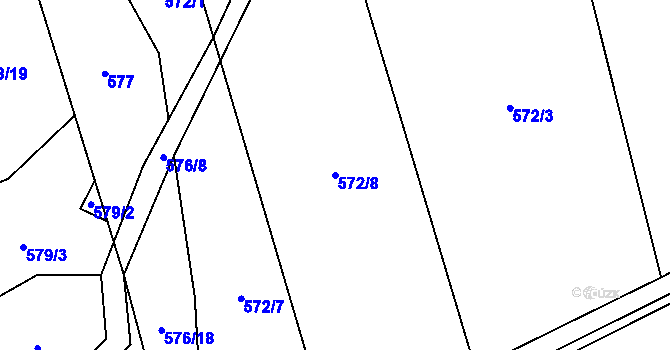 Parcela st. 572/8 v KÚ Kořenec, Katastrální mapa