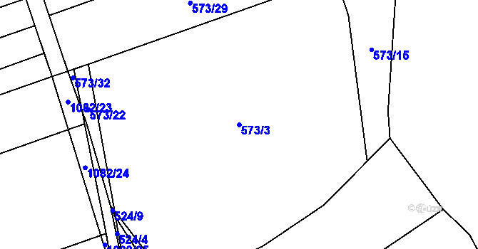 Parcela st. 573/3 v KÚ Kořenec, Katastrální mapa