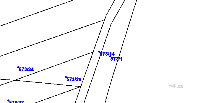 Parcela st. 573/14 v KÚ Kořenec, Katastrální mapa