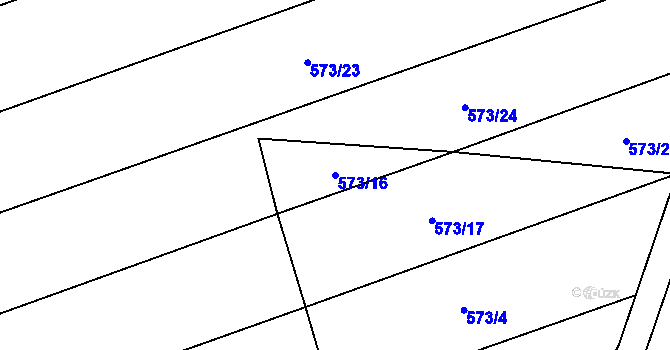 Parcela st. 573/16 v KÚ Kořenec, Katastrální mapa