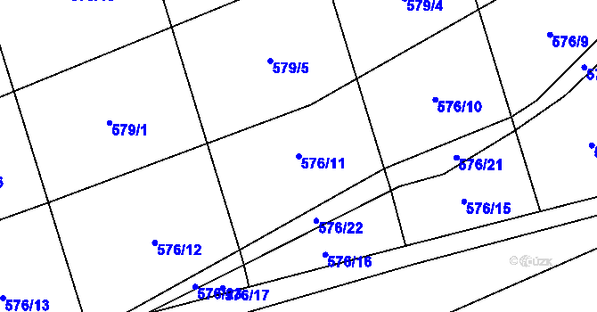 Parcela st. 576/11 v KÚ Kořenec, Katastrální mapa