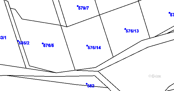Parcela st. 576/14 v KÚ Kořenec, Katastrální mapa