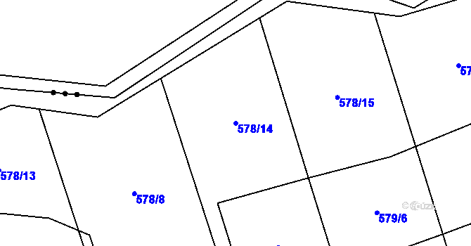 Parcela st. 578/14 v KÚ Kořenec, Katastrální mapa