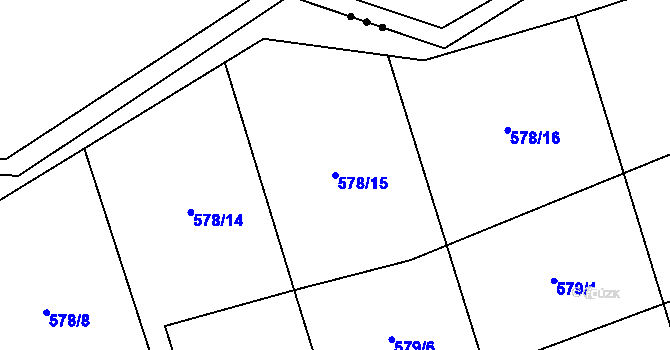 Parcela st. 578/15 v KÚ Kořenec, Katastrální mapa