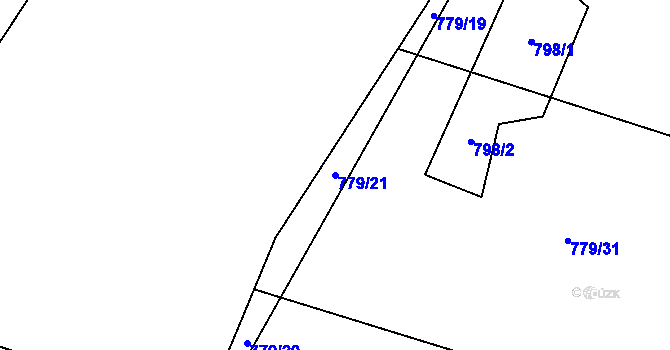 Parcela st. 779/21 v KÚ Kořenec, Katastrální mapa