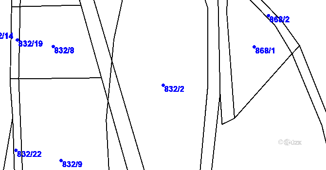 Parcela st. 832/2 v KÚ Kořenec, Katastrální mapa