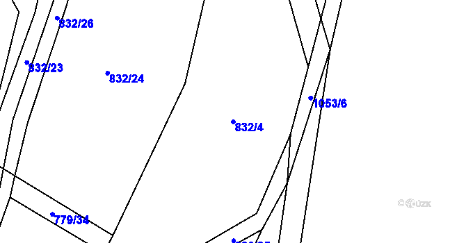 Parcela st. 832/4 v KÚ Kořenec, Katastrální mapa