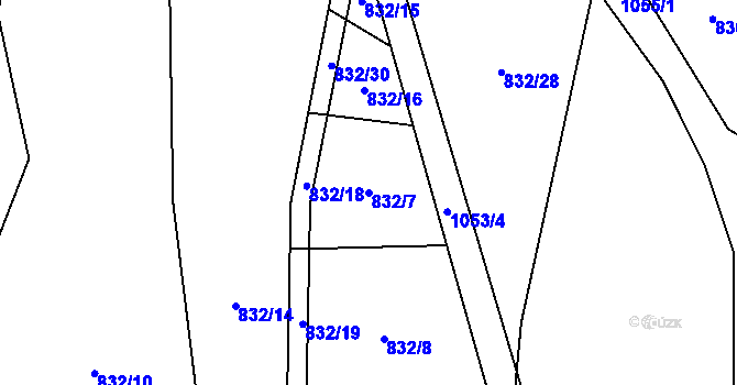 Parcela st. 832/7 v KÚ Kořenec, Katastrální mapa