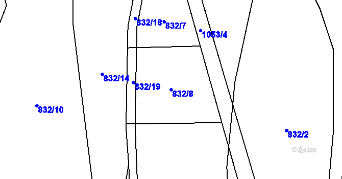 Parcela st. 832/8 v KÚ Kořenec, Katastrální mapa