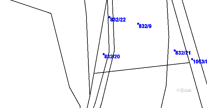 Parcela st. 832/20 v KÚ Kořenec, Katastrální mapa