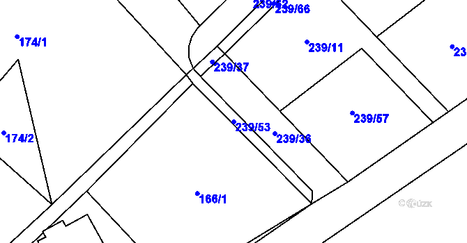 Parcela st. 239/53 v KÚ Kořenec, Katastrální mapa
