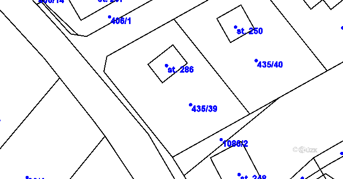 Parcela st. 435/39 v KÚ Kořenec, Katastrální mapa