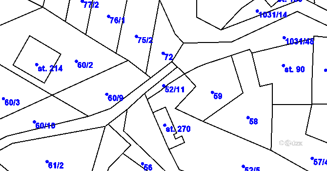 Parcela st. 52/11 v KÚ Kořenec, Katastrální mapa