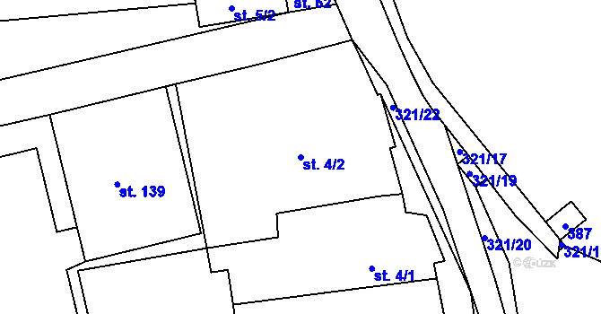 Parcela st. 4/2 v KÚ Chotouchov, Katastrální mapa