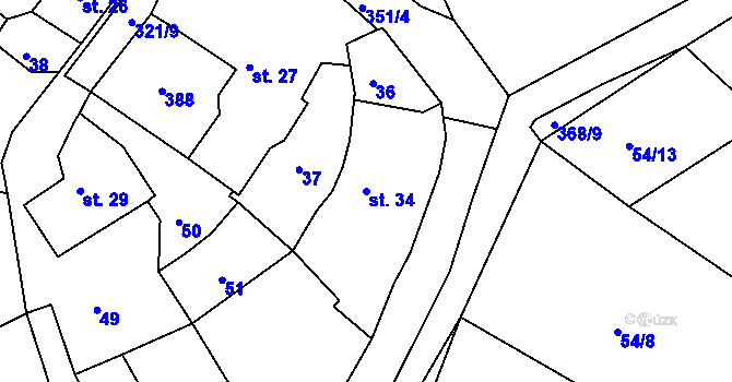 Parcela st. 34 v KÚ Chotouchov, Katastrální mapa