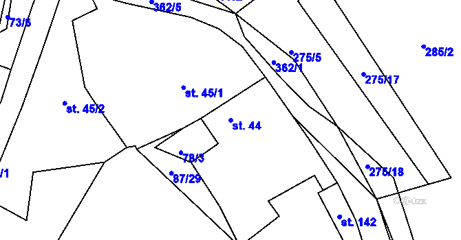 Parcela st. 44 v KÚ Chotouchov, Katastrální mapa