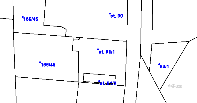 Parcela st. 91 v KÚ Chotouchov, Katastrální mapa