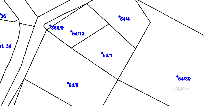Parcela st. 54/1 v KÚ Chotouchov, Katastrální mapa