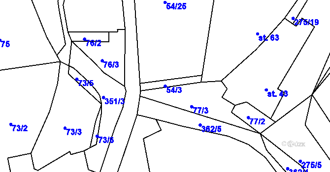 Parcela st. 54/3 v KÚ Chotouchov, Katastrální mapa