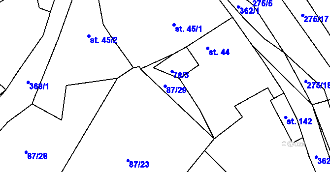 Parcela st. 87/29 v KÚ Chotouchov, Katastrální mapa