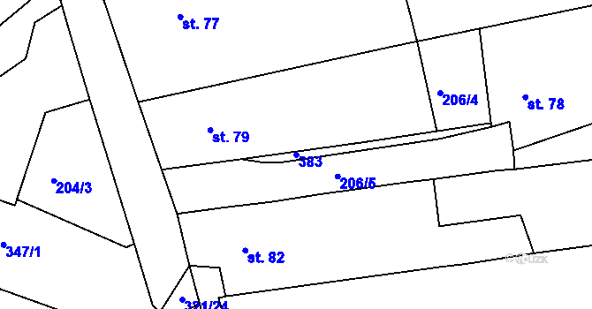 Parcela st. 383 v KÚ Chotouchov, Katastrální mapa