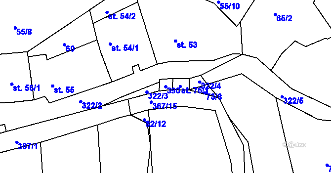 Parcela st. 390 v KÚ Chotouchov, Katastrální mapa