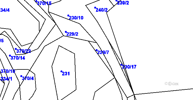 Parcela st. 229/7 v KÚ Chotouchov, Katastrální mapa