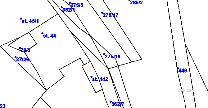Parcela st. 275/18 v KÚ Chotouchov, Katastrální mapa